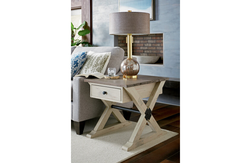 TRESTLE DRAWER END TABLE Room 1