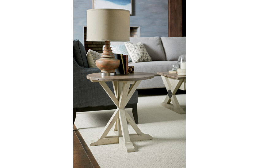 TRESTLE ROUND END TABLE Room 1